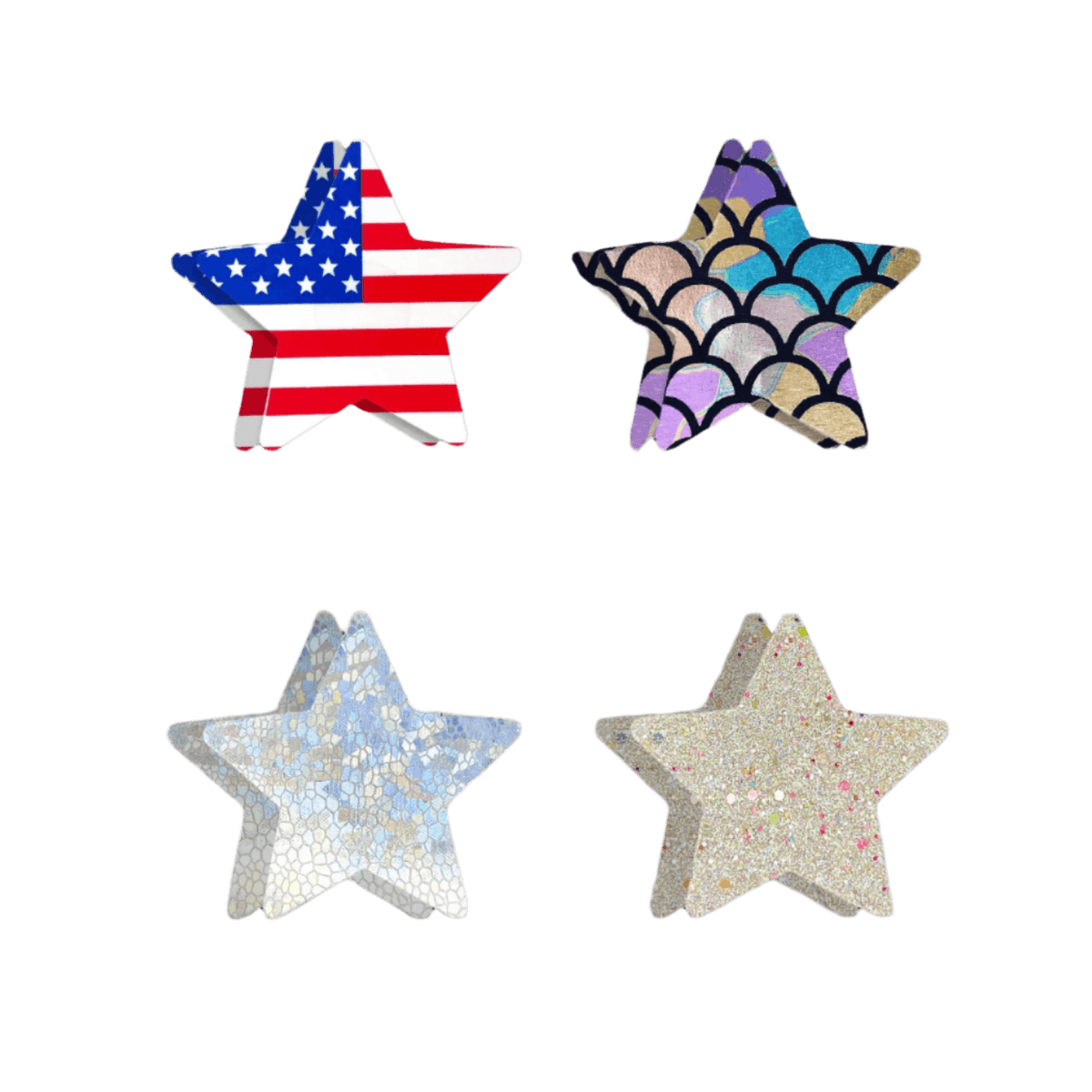 4 Star Bundle Nipple Cover Pasties – Radiant, Self-Adhesive & Festival-Ready - Outdoll